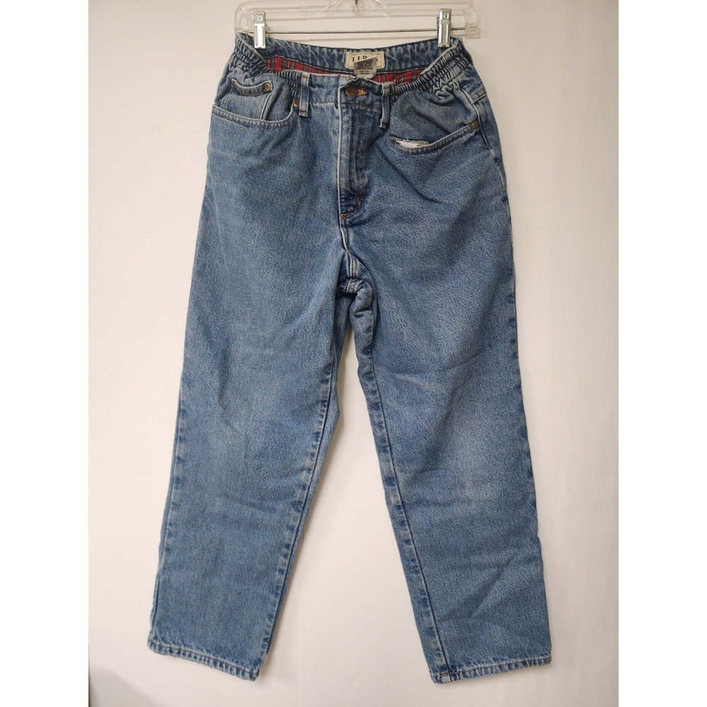 Woman's LL.Bean Original Relaxed Fit Flannel Lined Jeans Size 10P - Elastic Side